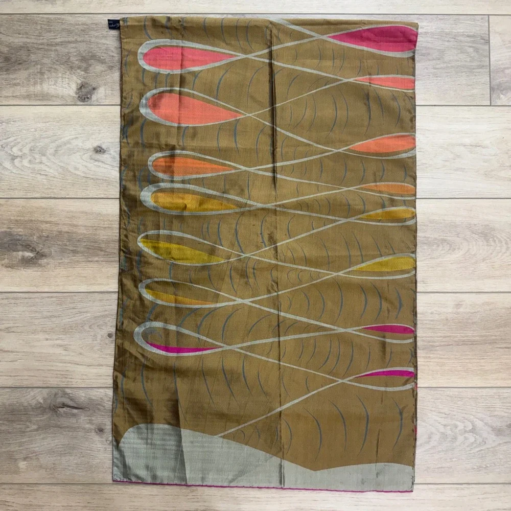 Georgina Von Etzdorf Silk Scarf Bronze Pink Abstract Teardrop Made England READ